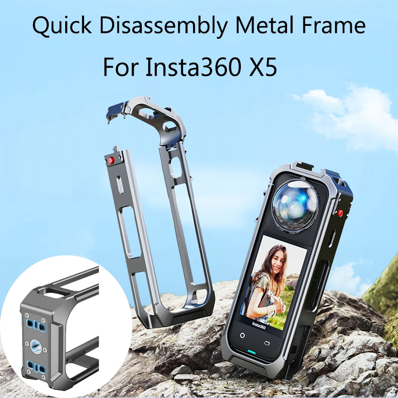 

Чехол с металлическим каркасом на магнитной основе для Insta360 X5, защита расширения, клетка для кроликов, металлический каркас для Insta360 X5, аксессуары для камеры