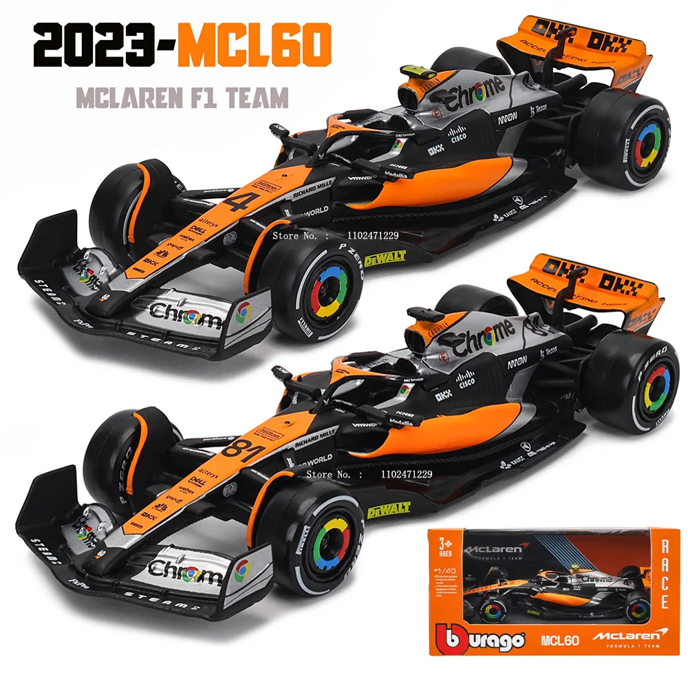 Bburago 1:43 NEW 2023 McLaren F1 Team MCL60 4# Lando Norris 81# Oscar Piastri Formula One Alloy Super Toy Die cast car model