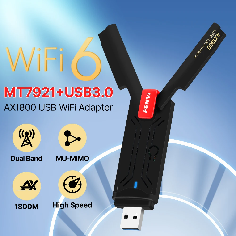 AX1800 WiFi 6 WIFI Adapter USB 3.0 MT7921 USB Dongle Receiver Dual Band 2.4G & 5G Wireless Network Card For Laptop Desktop