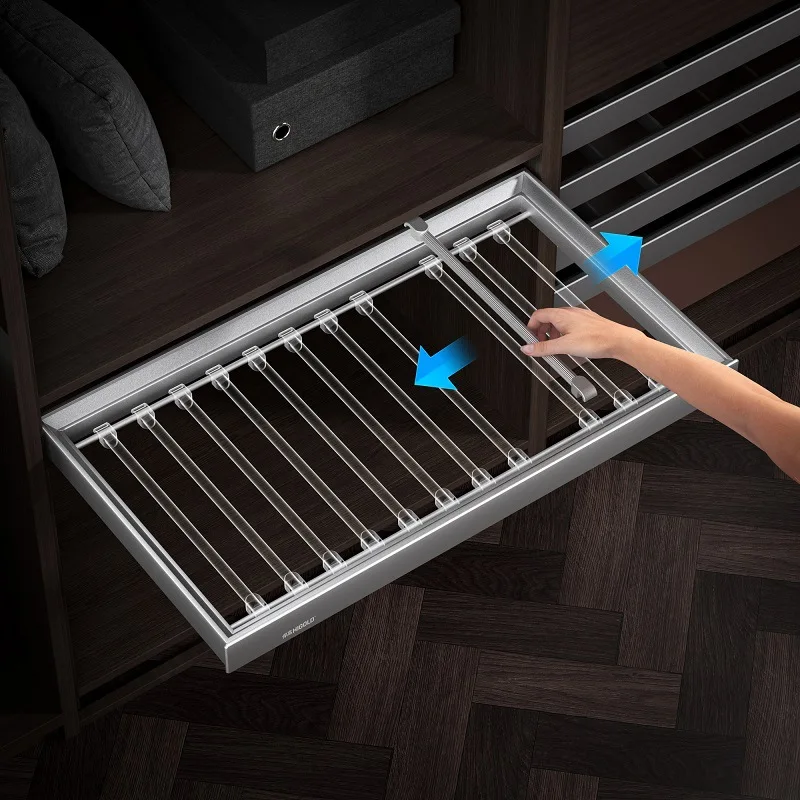 Wardrobe pants rack pull basket, cabinet underwear rack hang pants wardrobe pants storage leather basket