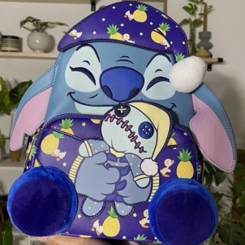 Loungefly Disney 2025 In Stock Stitch Mini Travel Backpack Cute Cartoon Character Lady Bag Student For Kids Birthdday Gift