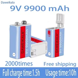 9V Battery 9900Mah Large Capacity USB Rechargeable Battery Suitable for Multimeter Wireless Microphone Guitar lithium ion