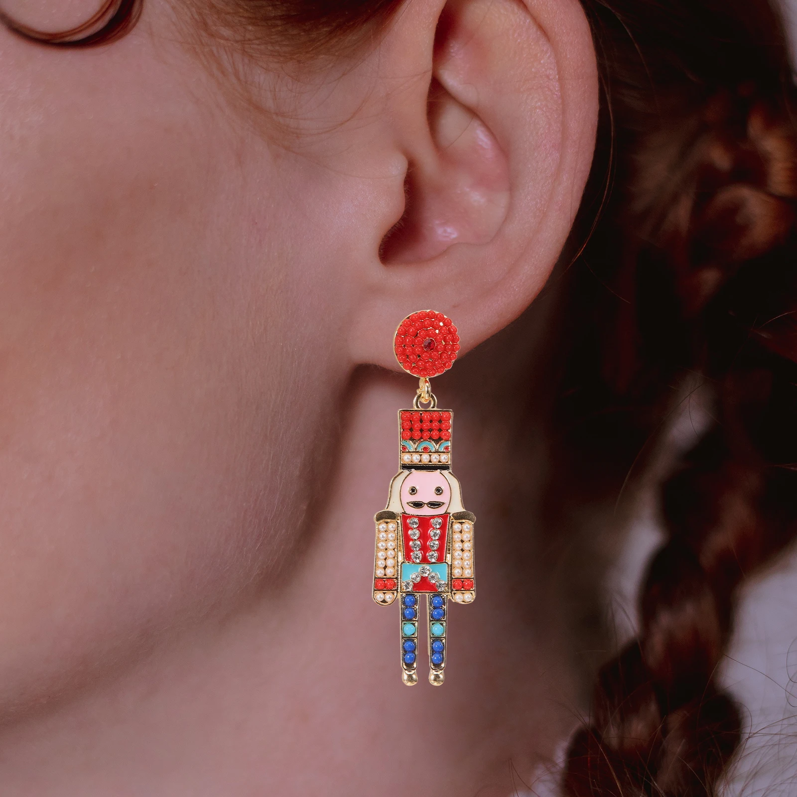 1 زوج لطيف كسارة البندق أقراط سبيكة الأذن ترصيع للنساء لذيذ الأقراط الصغيرة الأزياء والمجوهرات لارتداء اليومي