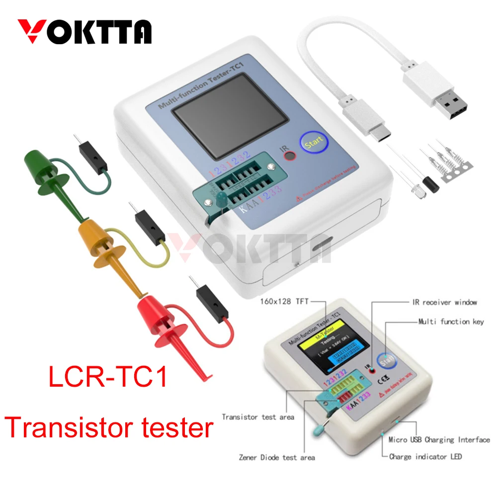 

LCR-TC1 1.8" Colorful Display Multifunctional TFT Backlight Transistor Tester For Diode Triode Capacitor Resistor Multimeters