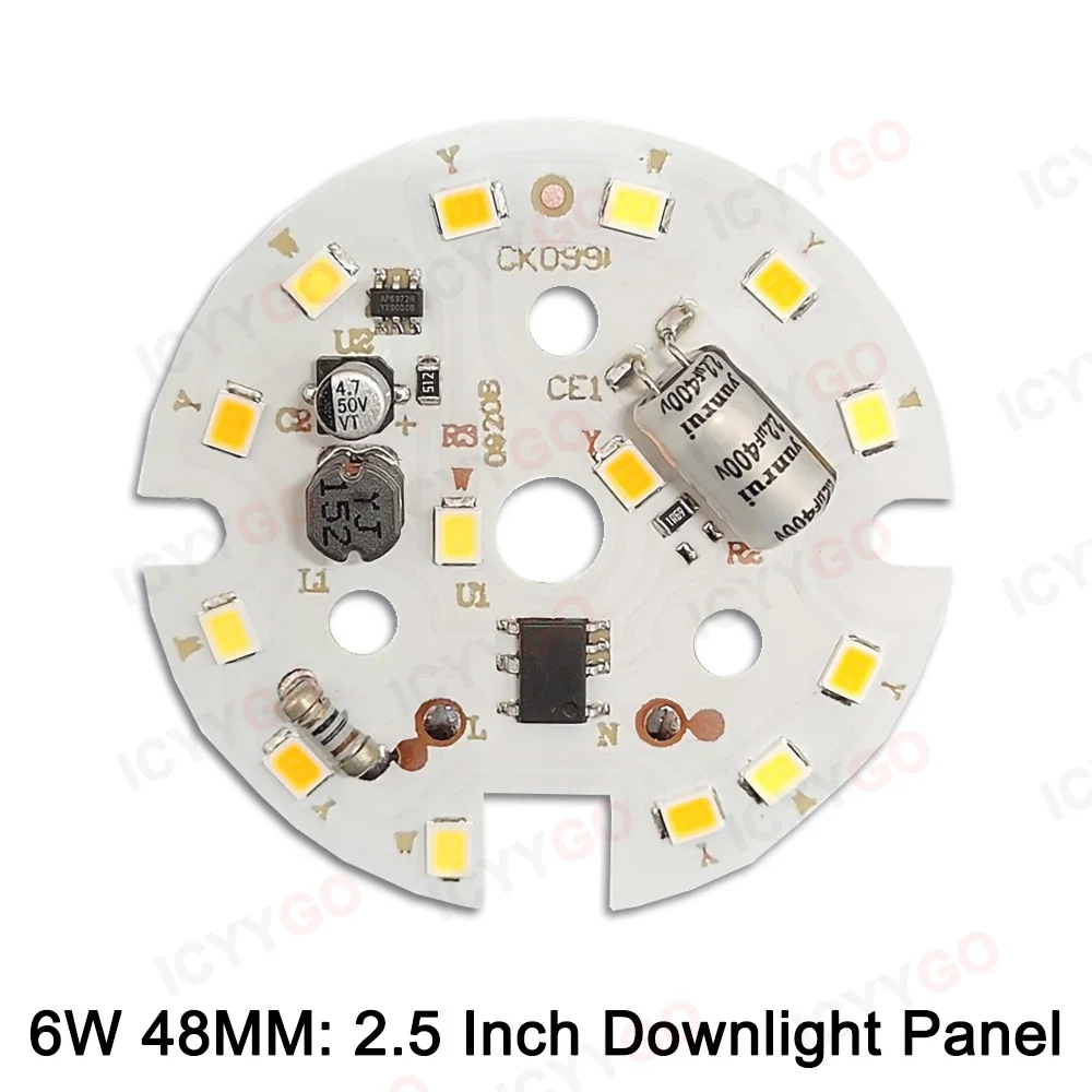 Fonte de luz led dhip smd2835, 6w, 10w, 15w, duas cores, sem driver, ac220v dob, adequada para lâmpada embutida, faça você mesmo