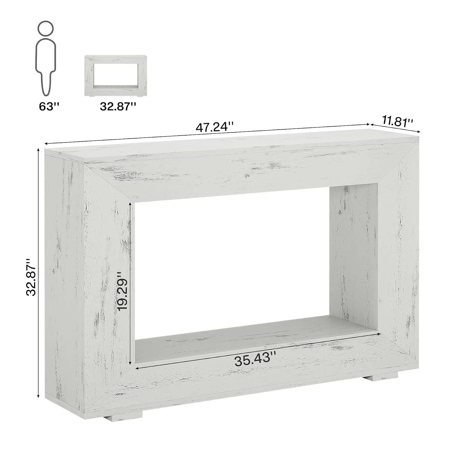 Farmhouse Console Table, 47 Inches Entryway Console Table with Storage, Industrial Hallway Accent Table for Living Room view 2