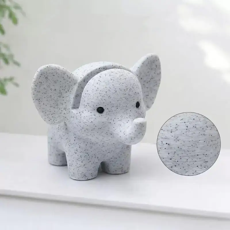 1Pcs 3D Printed Marble Texture Elephant Glasses Stand Cute Animal Glasses Holder Home Office Desktop Storage Ornament