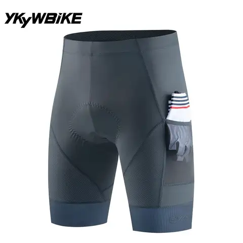 YKYWBIKE 남자 사이클링 반바지 2 포켓 자전거 반바지 여름 도로 자전거 짧은 MTB 3D 패딩 충격 방지 반바지 승마 의류