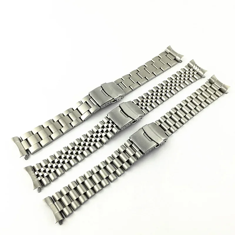 20mm 22mm Solid Stainless Steel Strap Curved End Folding Buckle Men Metal Replacement Band Bracelet Watch Accessories for Seiko