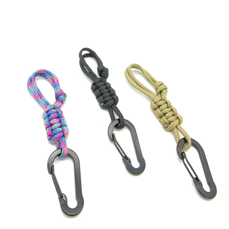 1 Pc Hand Woven Paracord Anti Lost Wrist Key Lanyard Adjustable Carabiner Multifunctional Water Bottle Buckl