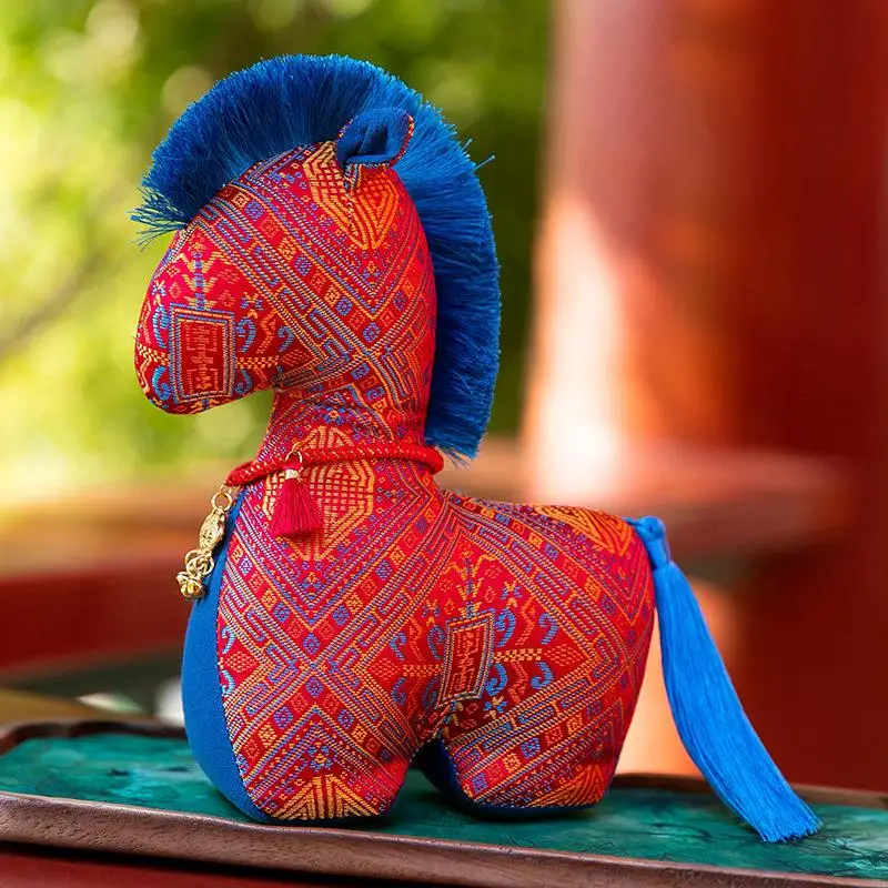 1Pcs 15/20/25cm National Style Horse Plush Toy 2026 Year Of The Horse Mascot Toys Rich Fabric Pony Doll Decor Festival Gift