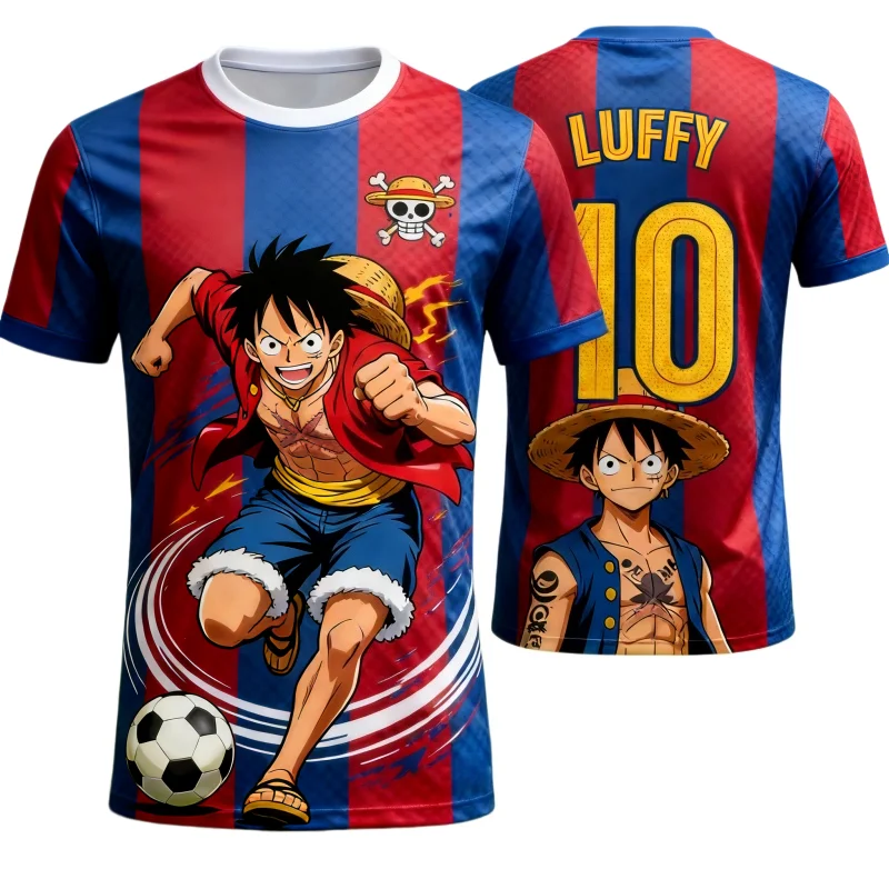 2026 Summer One Piece Luffy Retro 3D Print T-Shirt Sports Quick-Dry Short Sleeve Tee