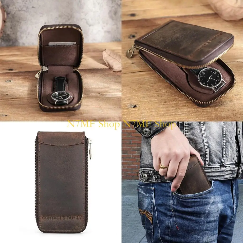 

N7MF Watch Travel Case Case Randmade Box Portable Watch Организатор.