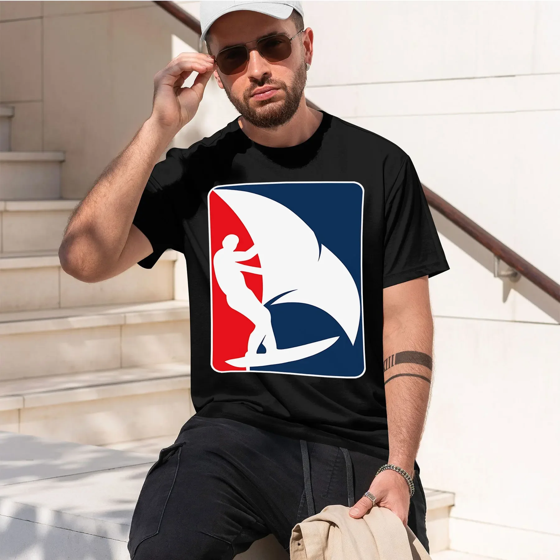 Wingfoil Logo Design Gift For Wingfoil Lovers 2026 new fashion heavyweight hot selling retro printed pattern fun round neck T-sh