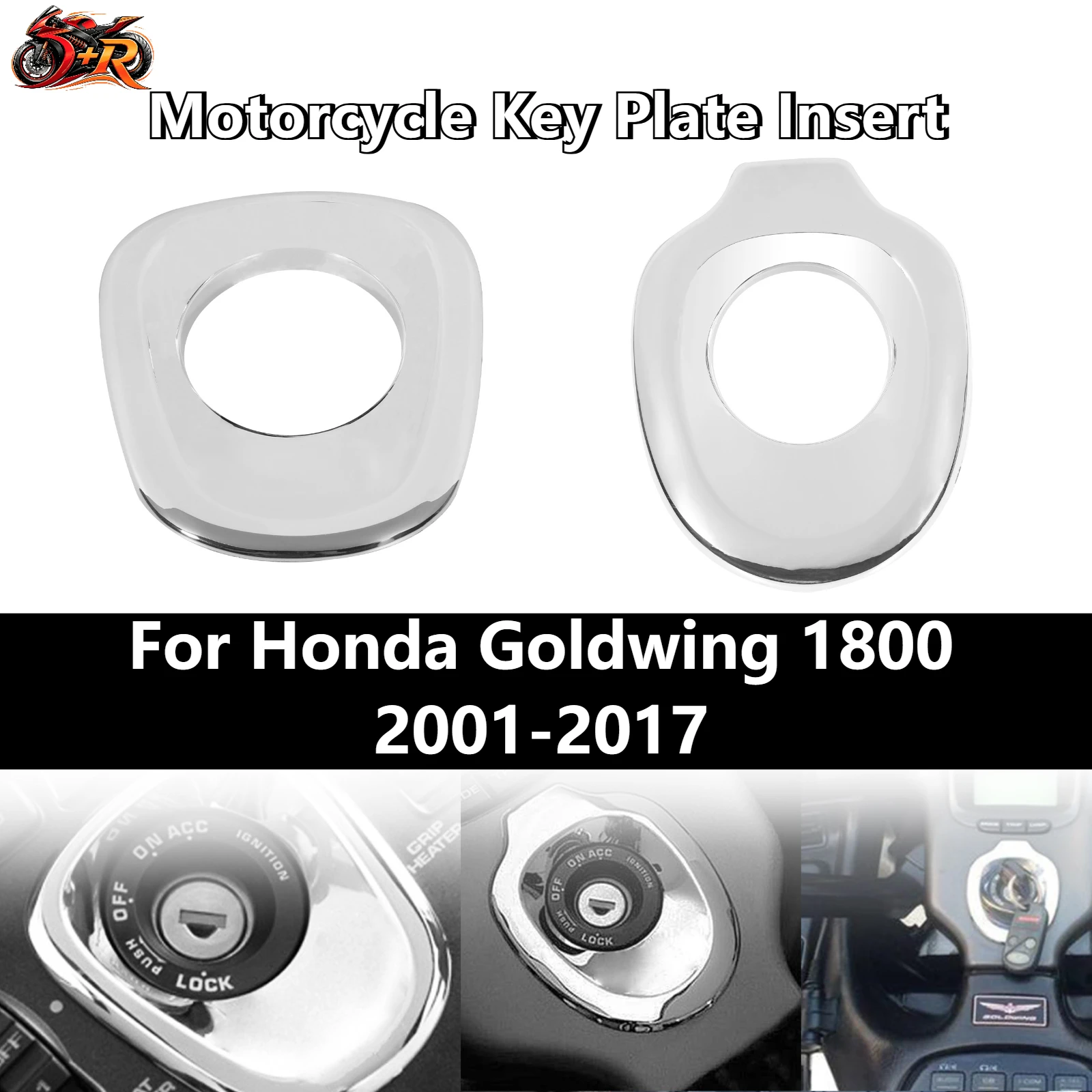 

Motorcycle Key Plate Insert Accent Chrome For Honda Goldwing 1800 2001-2017 Gold Wing 1800 GL1800 GL 1800 F6B 13-17 GL1800A