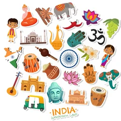 10/30/50pcs India Sticker Pack, Travel Theme Decals for Notebook, Journal, Scrapbook, Phone, Laptop DIY Craft Decoration