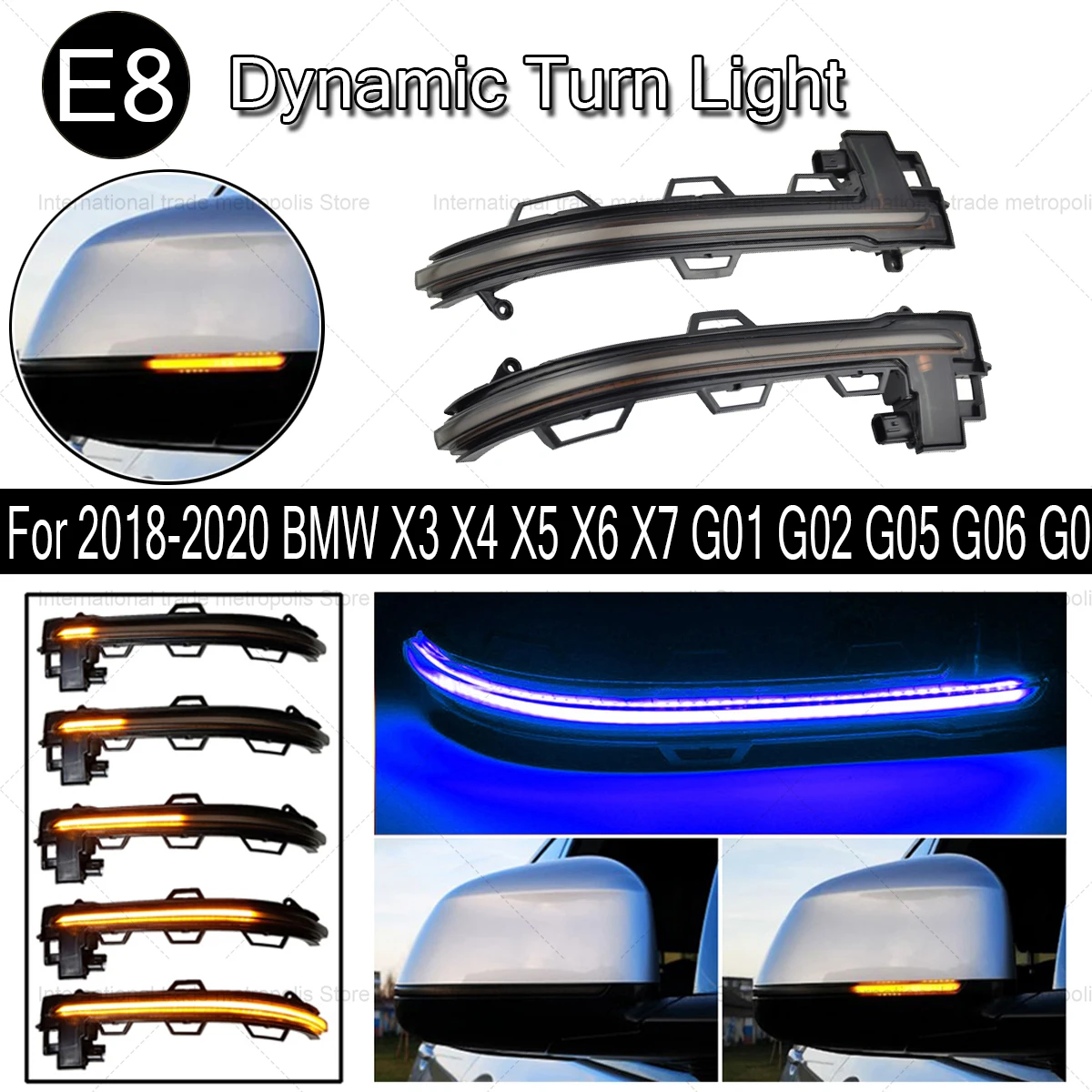 

Dynamic Blinker Turn Signal LED Flowing Water Blinker For 2018-2020 BMW X3 X4 X5 X6 X7 G01 G02 G05 G06 G07 Side Mirror light