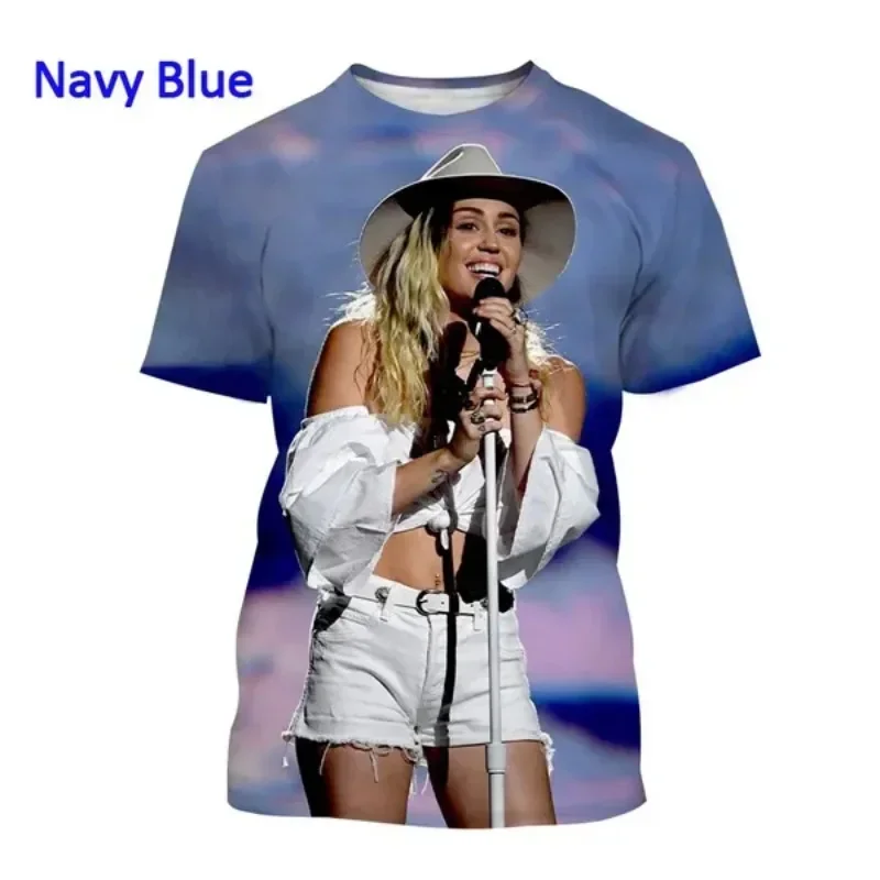 

T-shirt: Sexy Con Stampa, 3d Singer Miley Ciro Hip-hop, Maniche Corte Girocollo, Unisex T-shirt, Casual Harajuku Style