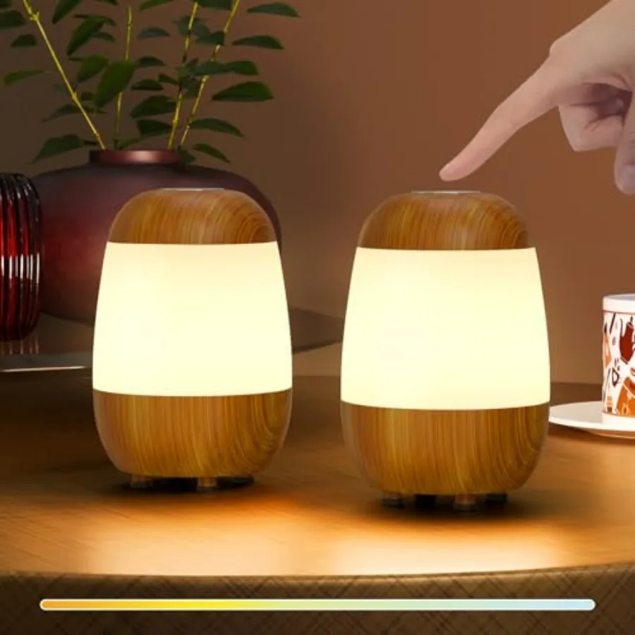 

Набор из 2 перезаряжаемых ночников: 3 цвета, сенсорное управление, регулировка яркости, портативная настольная лампа, питание от батареек, зарядка через USB, беспроводная, компактная