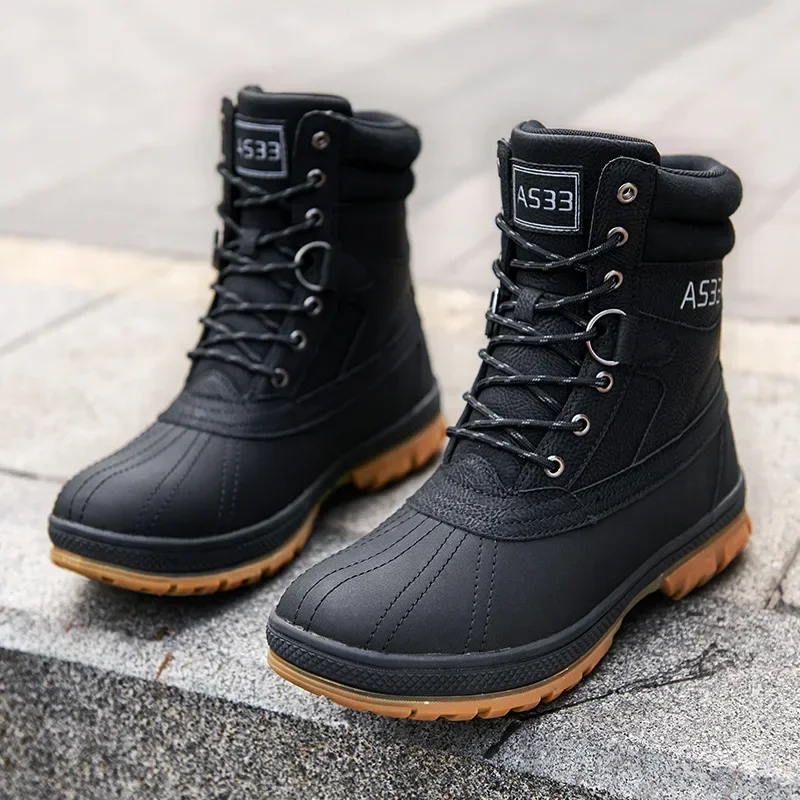 Winter Men's Boots Platform Man's Male Sneakers Leather Male Ankle Boots Cold-proof Safety Shoes Botas De Trabajo Para Hombres