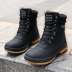 Botas de couro militares táticas masculinas, sapatos de segurança à prova de frio, bota masculina, inverno