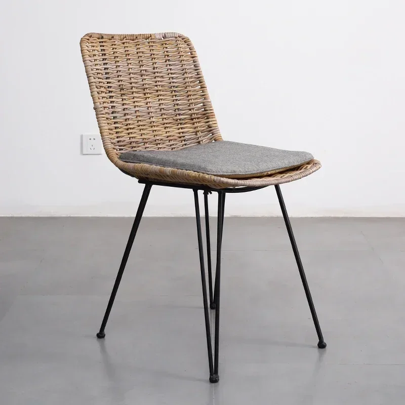 Nameless Village Balcony Rattan Chair B & B Style Rattan Woven Table and Chair Modern Simple Leisure Home Courtyard Rattan Chair