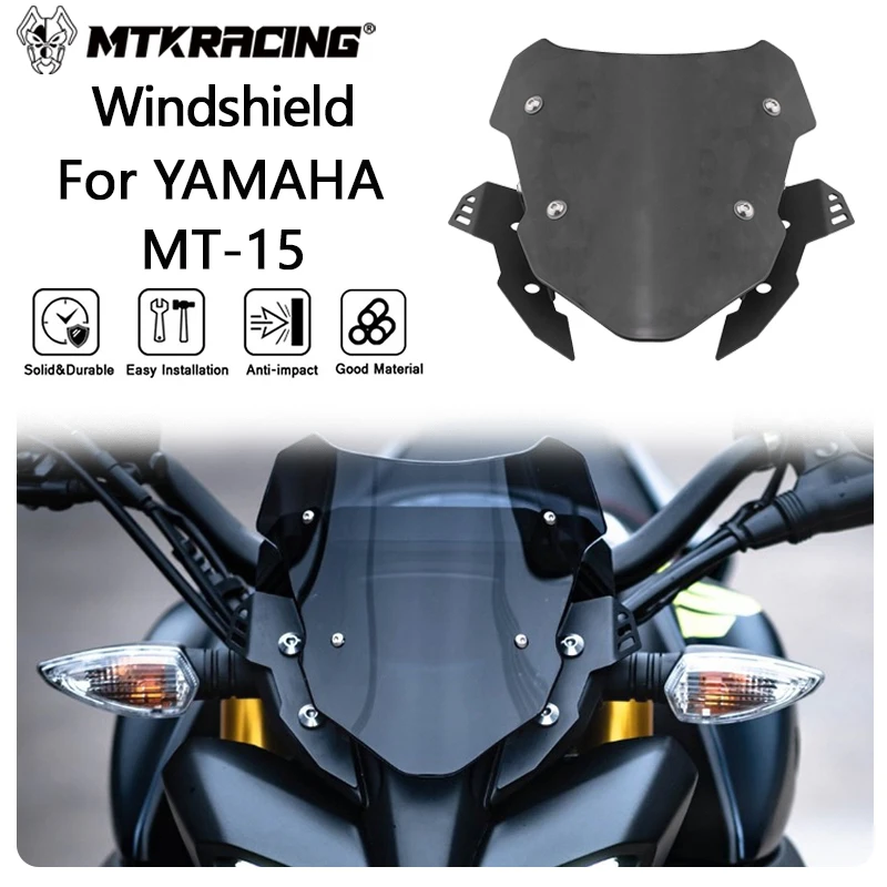 

MTKRACING Windshield For YAMAHA MT-15 2019-2024 Motorcycle Accessories Windscreen Deflector Extention Kit Windshield