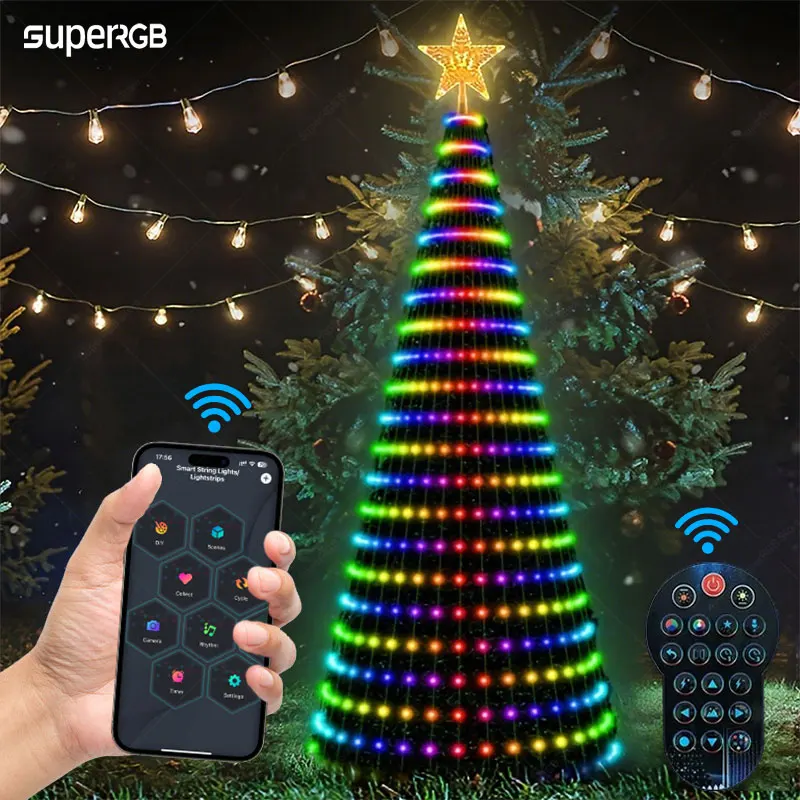 

2,1 м светодиодный гирляндный светильник для рождественской елки, водопада, RGB гирляндные огни для домашней вечеринки, рождественского праздника, окружающее освещение для дома, декор