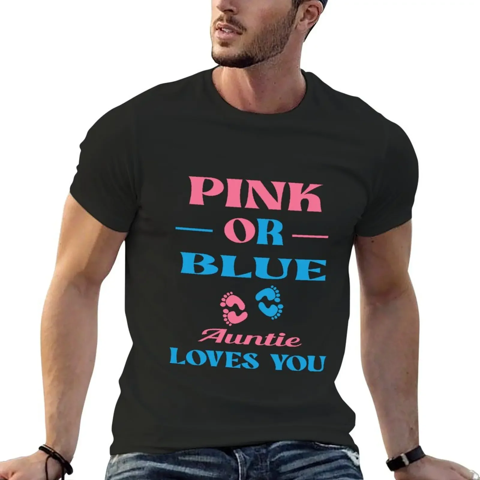 

pink or blue auntie loves you gongratulations T-Shirt summer top customs vintage graphic tee shirt T-shirt men