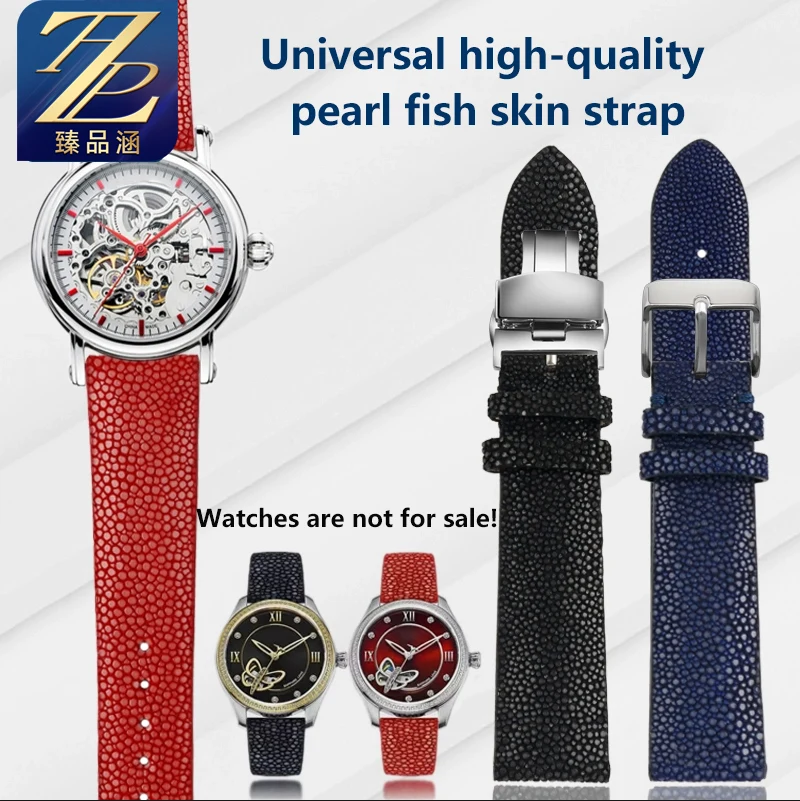16mm 20mm 22mm high-quality Devil Pearl Fish Skin watchband For Huawei TISSOT Omega Mido Men-Women strap bracelet Accessories