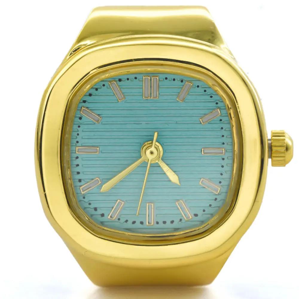 Creative Square Finger Watch Quartz Alloy Ring Clock Unisex Minimalist Student Couple Fashion Jewelry Accessories