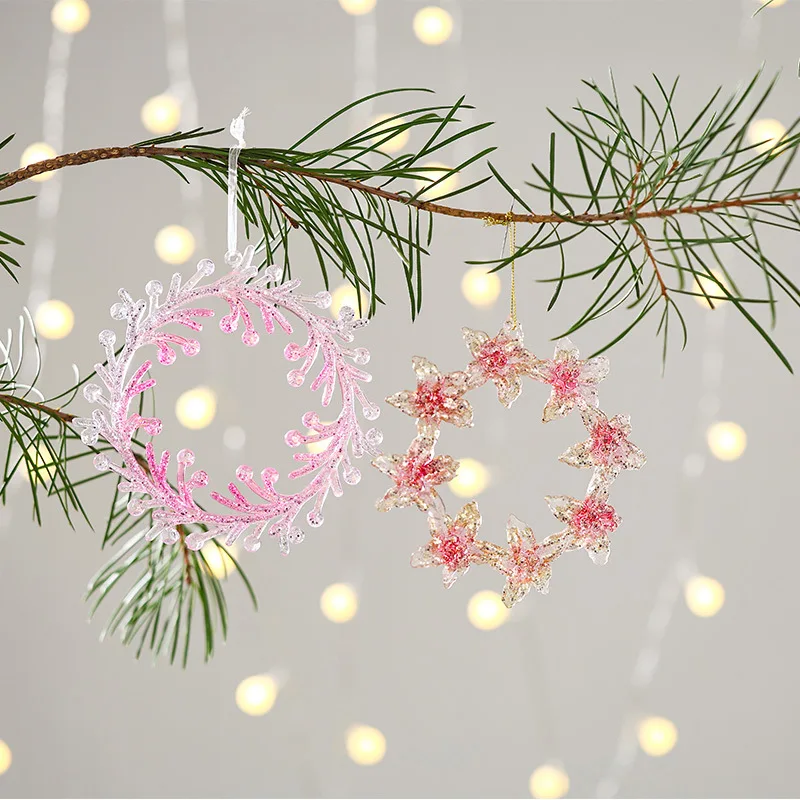 

New Christmas Decorations Sequins Acrylic Pendant Transparent Sprinkles Snowflake Pendant Christmas Tree Scene Decoration