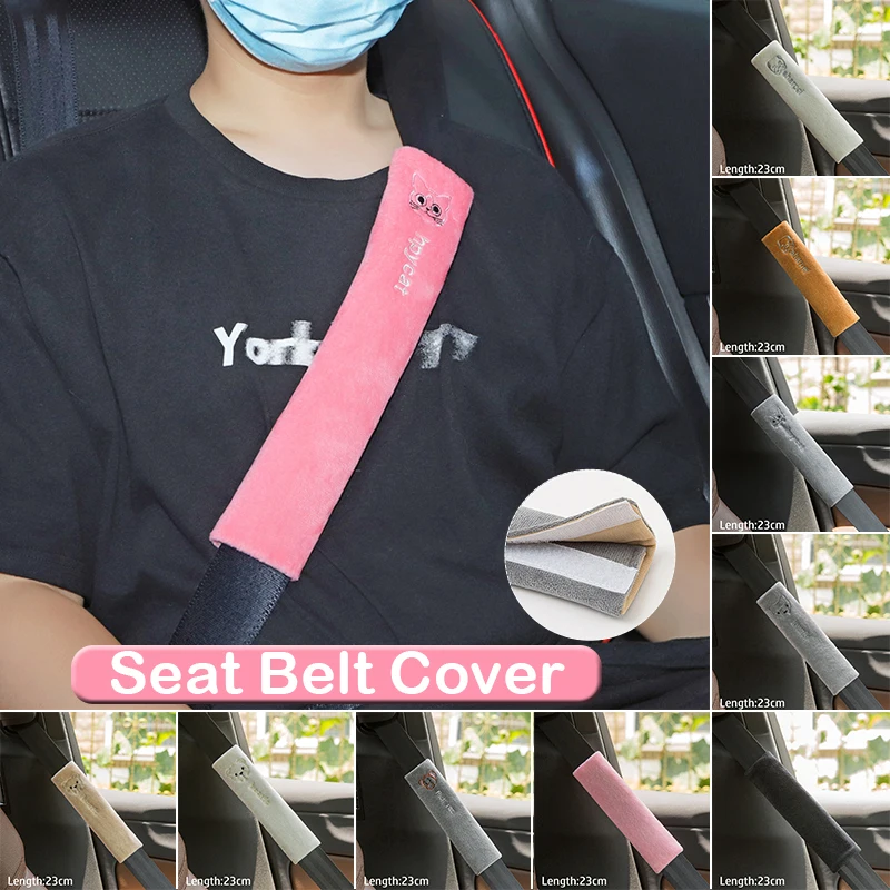 

Universal Car Seat Belt Cover Plush Cute Cartoon Car Safety Belt Cover Shoulder Pad For Kids Adults Car Interior Accessories