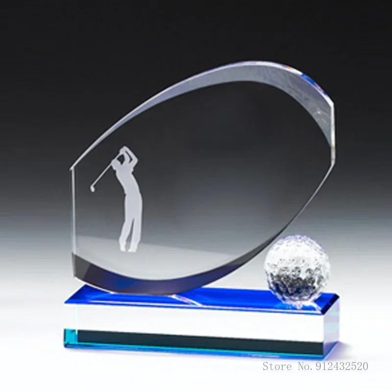 Customized Golf Crystal Trophy, Carved Creative Event Awards Home Decor Furthest Distance Total Net Stroke, Home Decoration, 1Pc