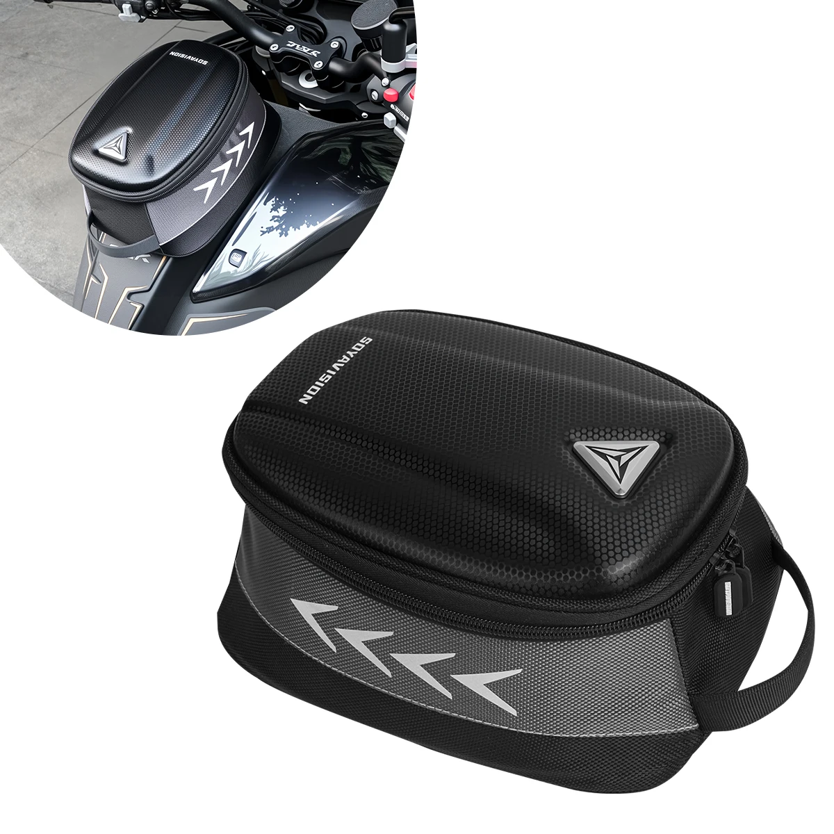 

Magnetic Motorcycle Tank Bag EVA Hard Shell Motorbike Fuel Oil Tank Bag Portable Card Phone Tool Bag Universal Black