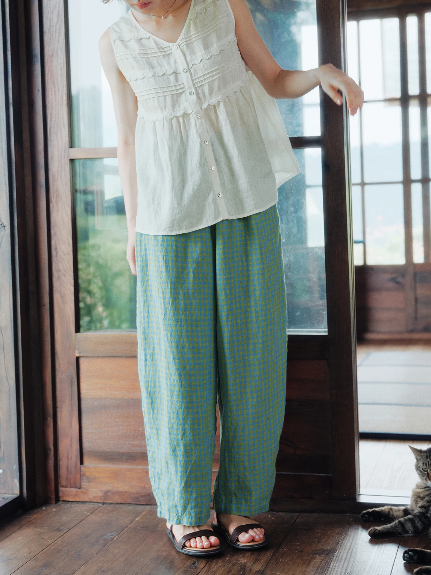 Casual Loose Straight Leg Trousers 100% Linen Plain Weave Multi-Color Women's Summer Pants Wide Leg Pants Natural Waist