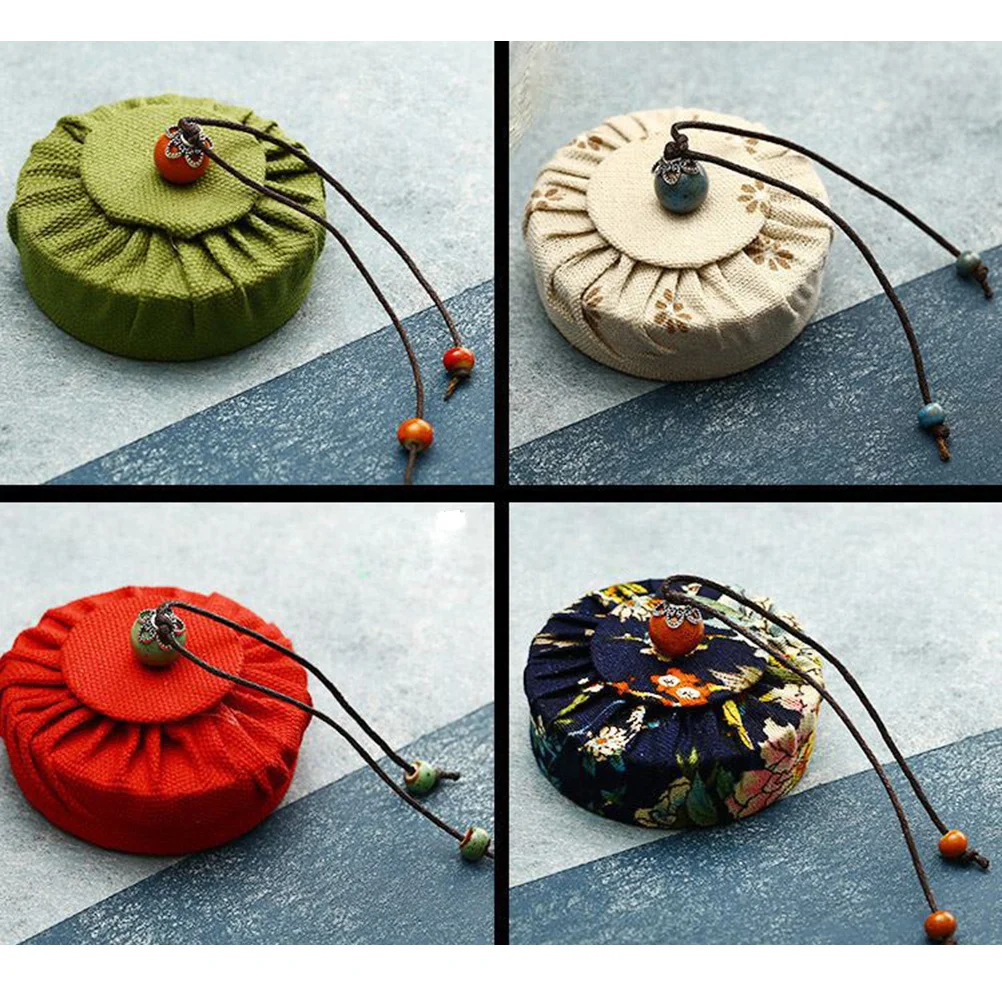 

Cloth Cover Grain Canister Kitchen Food Sealed Storage Container Red Cover Tea Jar Coffee Bean Dried Fruit Food Storage