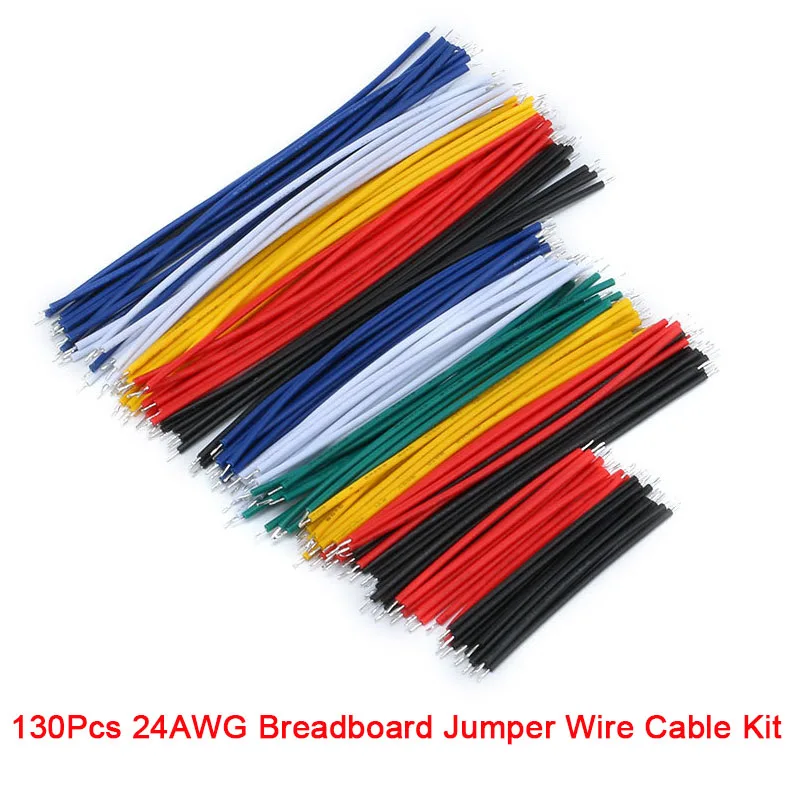 130Pcs 24AWG Breadboard Jumper Wire Cable Kit Tin-Plated PCB Solder Cable Flexible PVC Electronic Wire 5cm 8cm 10cm 6 Colors
