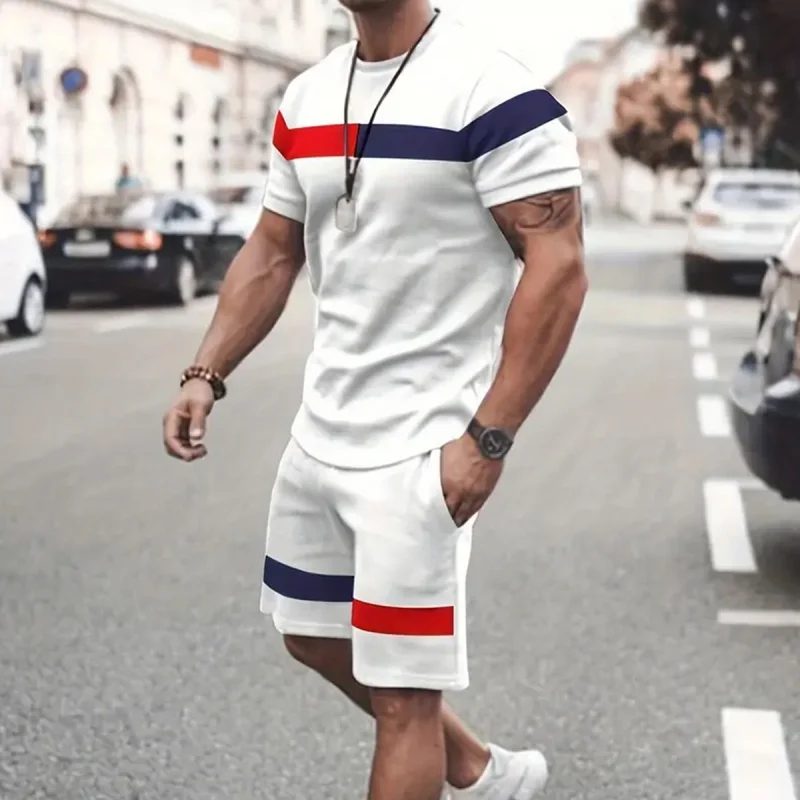 بدلات رياضية ثلاثية الأبعاد مطبوعة للرجال ، طقم شورت غير رسمي وتشيرتات ، بدلات رياضية ، موضة ملابس رياضية ، ملابس صيفية