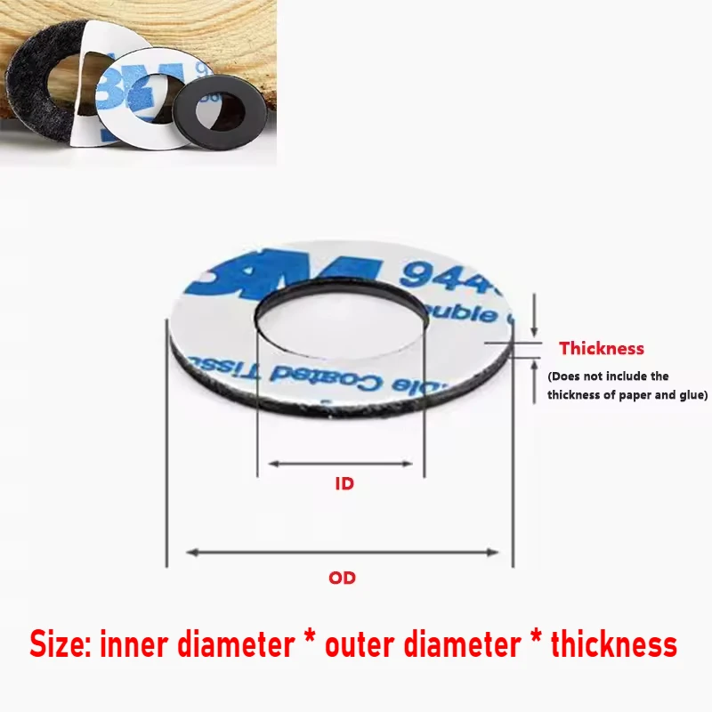 50-200pcs M2~M12 Single Sided Adhesive Backed PVC Black Flat Gasket Adhesive Plastic Round Washer Screw Insulating Hard Washer