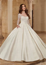 Luxury Sweetheart Wedding Dresses A Line Woman's Sexy Long Sleeve Bride Gowns Backless Princess Elegant Vestido Noche Customized