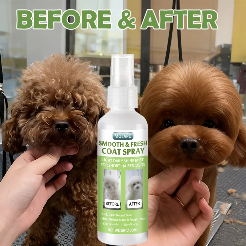 Productos para el Cuidado y Aseo de Mascotas, Spray Instantáneo 10 en 1 para Pelaje Corto - Ayuda a Suavizar el Pelo Suelto, Suavizar el Pelo Seco y Mantener el Pelaje Corto Ordenado y Fácil de Peinar - Spray Ligero para un Brillo Fresco y Natural Sin Sensación Grasosa - Spray de Cuidado Diario Específicamente Diseñado para Perros de Pelo Corto