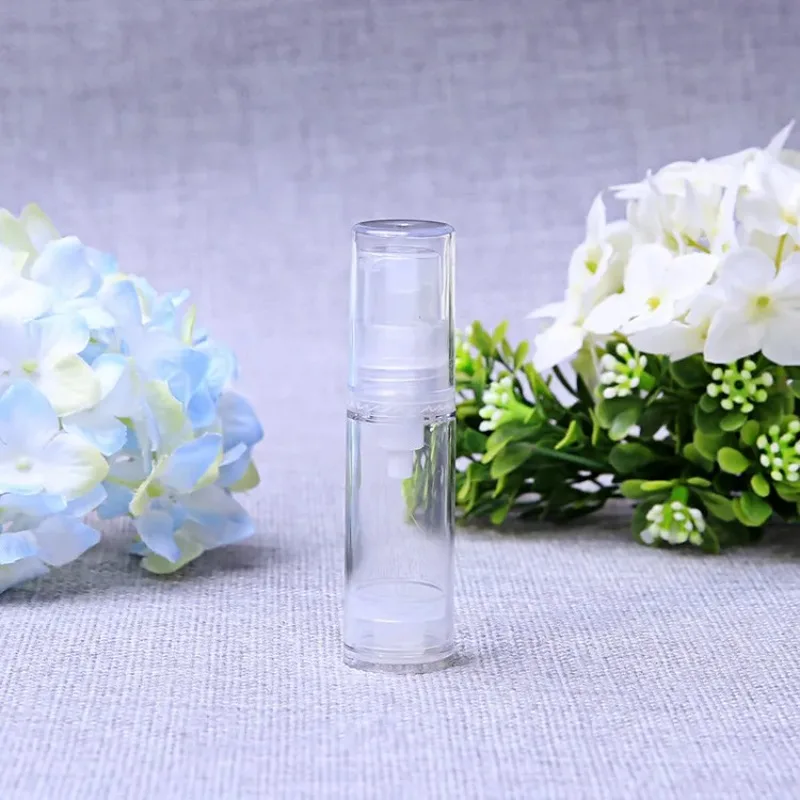 30pcs/lot 5ml 10ml 15ml Small Cute Clear Plastic Airless Bottle Travel Size Cream Bottle with Pump Lid for Wholesale