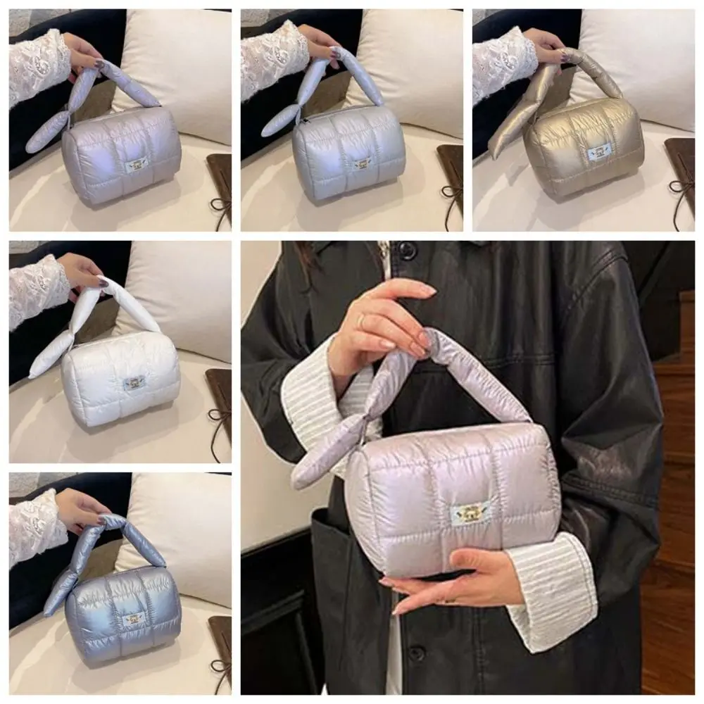 

Quilted Cloud Pleatd Grid Bag Large Capacity Lightweight Handheld Cosmetic Organizer Polyester Three-dimensional