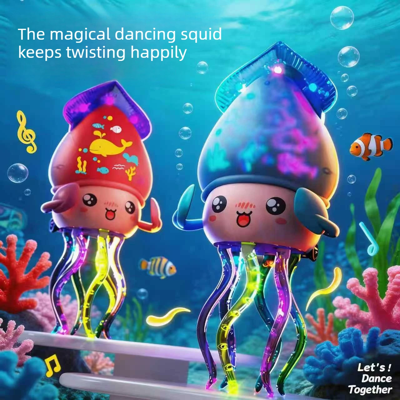 Electric Dancing Jellyfish Toy: Sound, Light, and Music; Omnidirectional Sensing; Obstacle Avoidance; Squid-Shaped Pet Toy