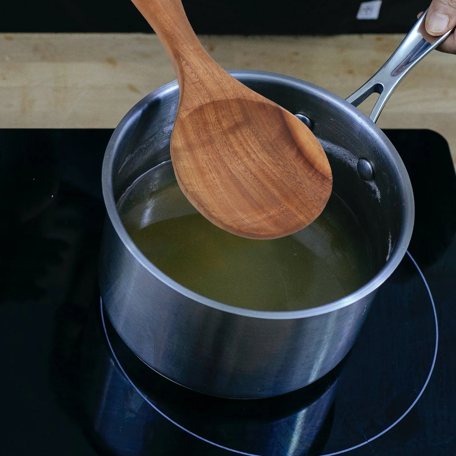 

Teak Wood Non Deform Multipurpose Kitchen Tool Rice Shovel Serving Food Serving Spoon Smooth Easy Clean Handle