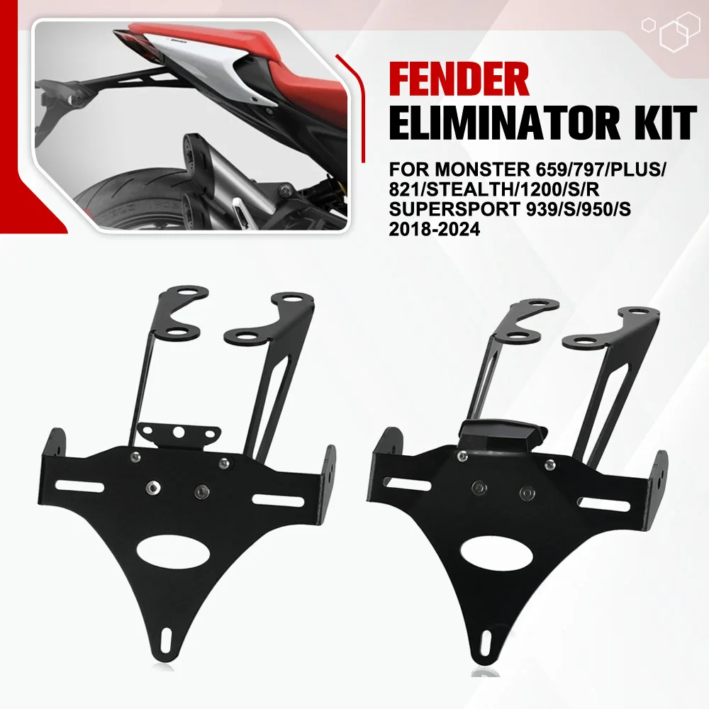 

For DUCATI Monster 659/797/Plus/821/Stealth/1200/S/R Supersport 939/S/950/S 2018-2024 Motorcycle License Plate Holder Bracket