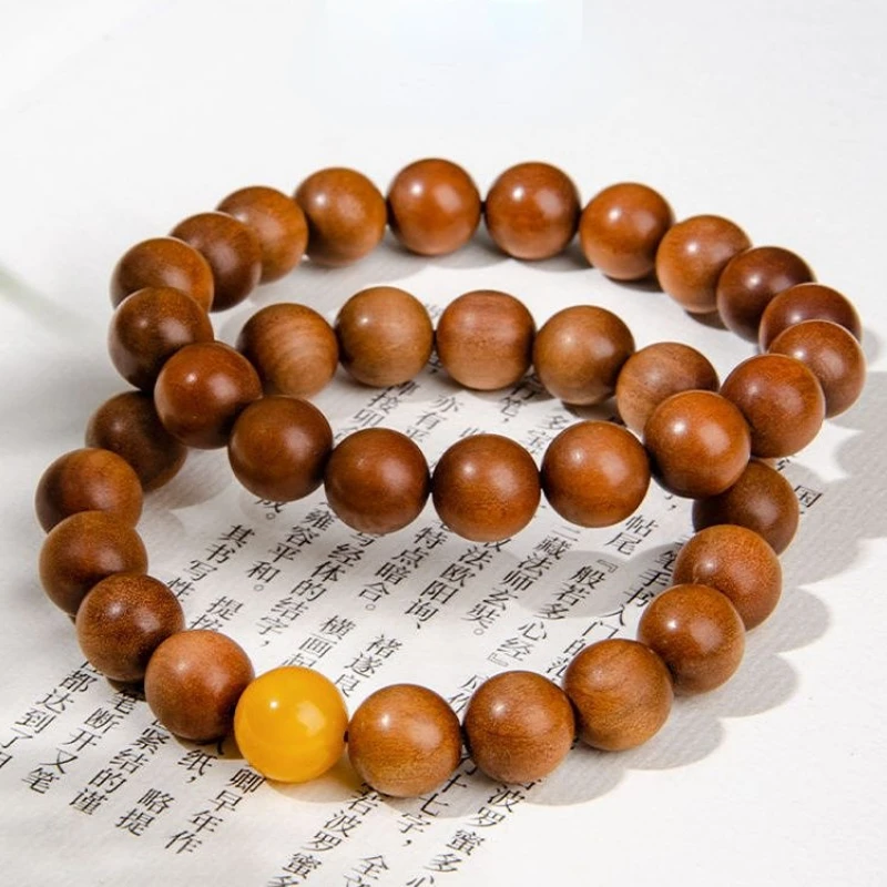 8/10/12mm India Laoshan Sandalwood Beads Bracelet for Men and Women Crafts Hand Catenary Plate Play Soothing the Nerves Ornament