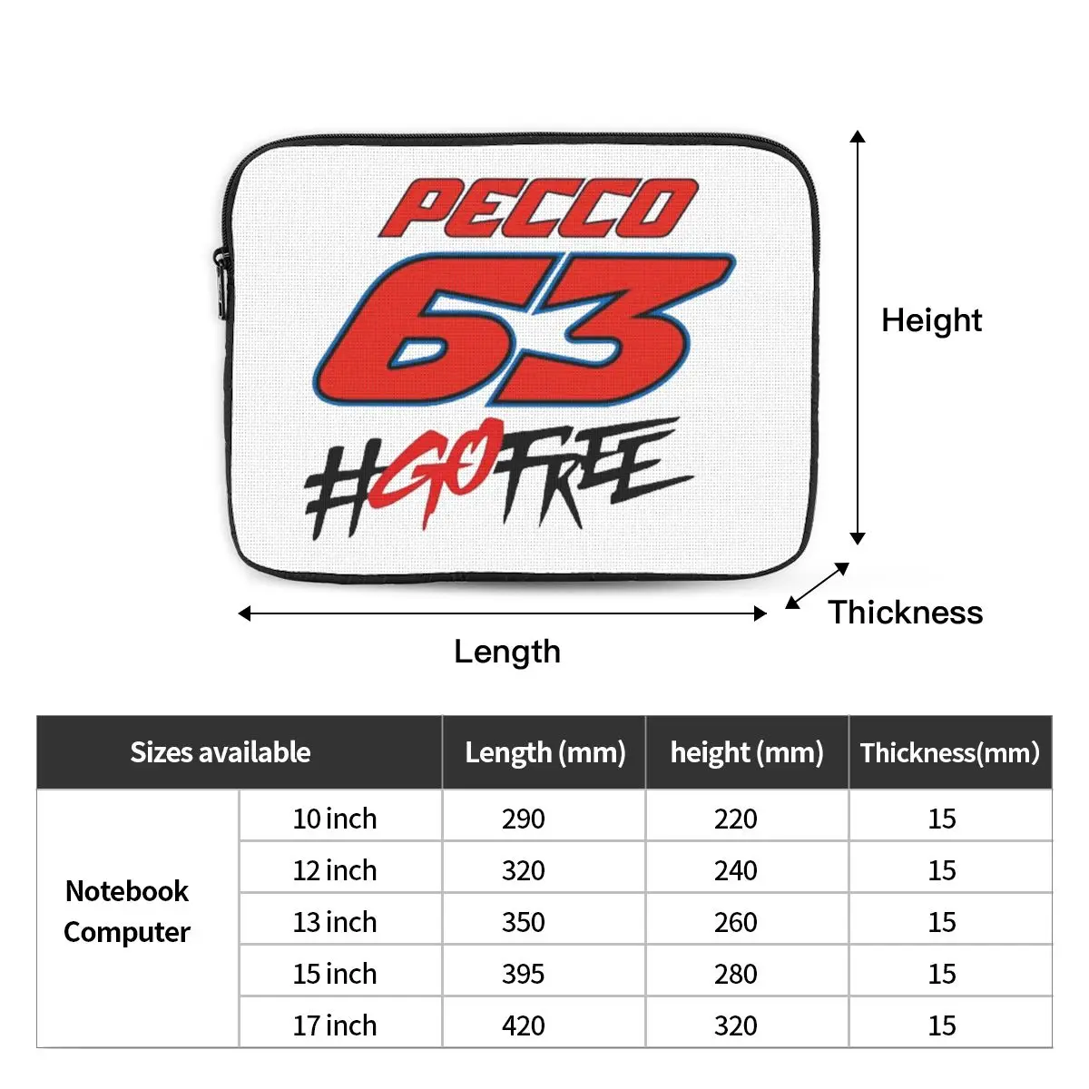 Pecco Bagnaia 63 Go Free Notebook حقيبة كمبيوتر محمول حقيبة الحقيبة لماك بوك اير برو اللوحي حقيبة مضادة للصدمات