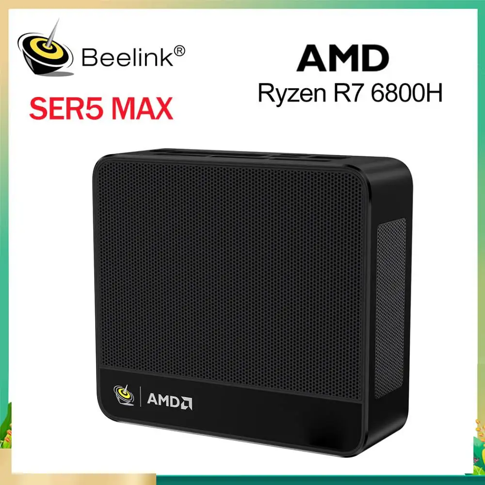 Ordinateur de jeu de bureau Beelink Mini PC SER5 MAX AMD Ryzen R7 6800H 8 cœurs DDR5 32GB 500GB 1TB SSD WiFi 6 ventilateur silencieux